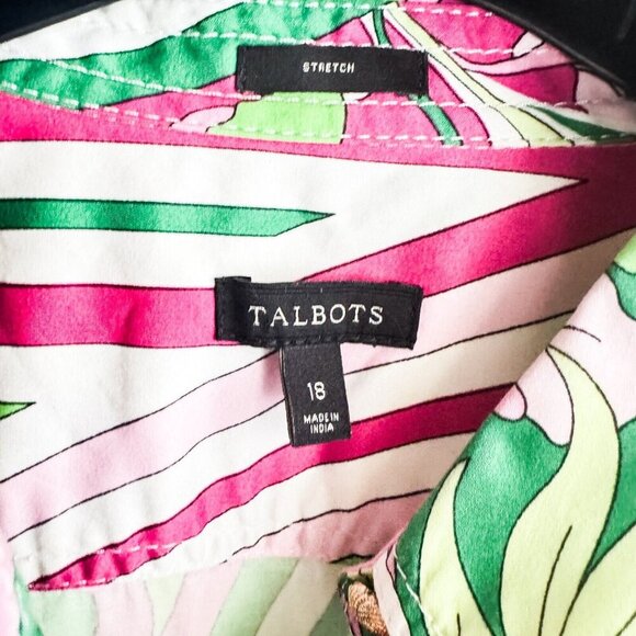 Talbots Colourful Green Pink Shirt Midi Dress 18 - Picture 11 of 11